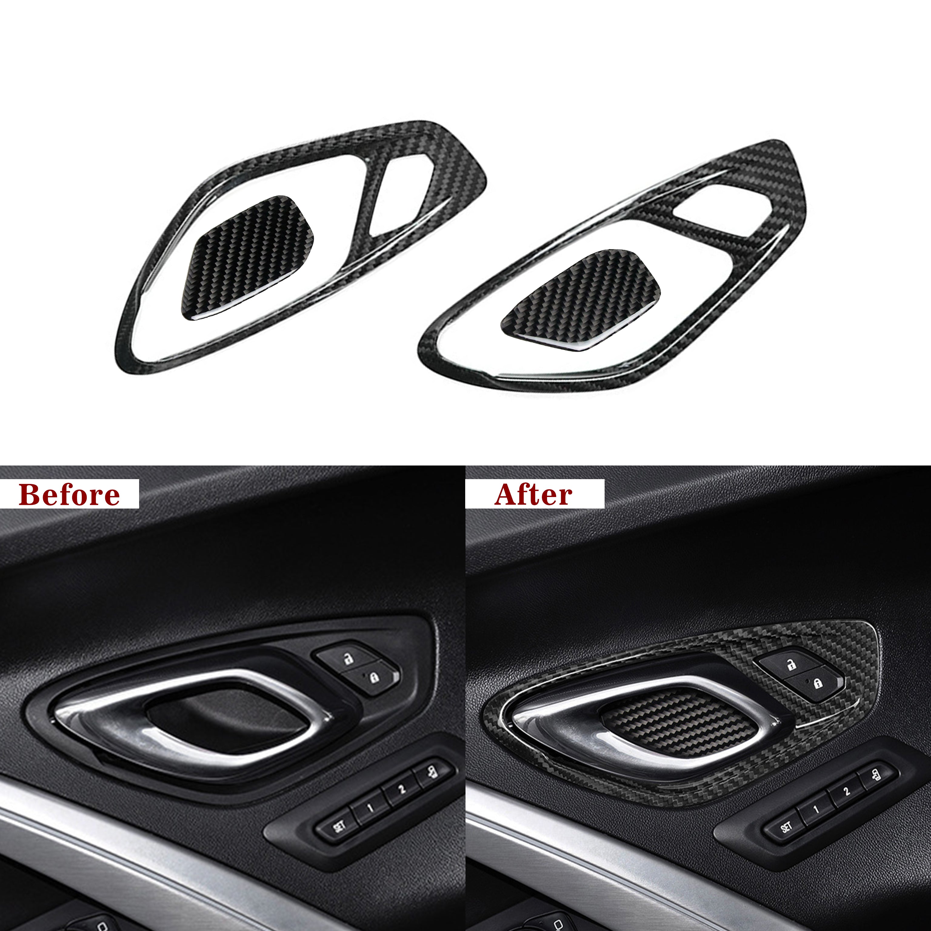 Carbon Fiber Interior Door Handle Trim Covers for Chevy Camaro (2016–2024)