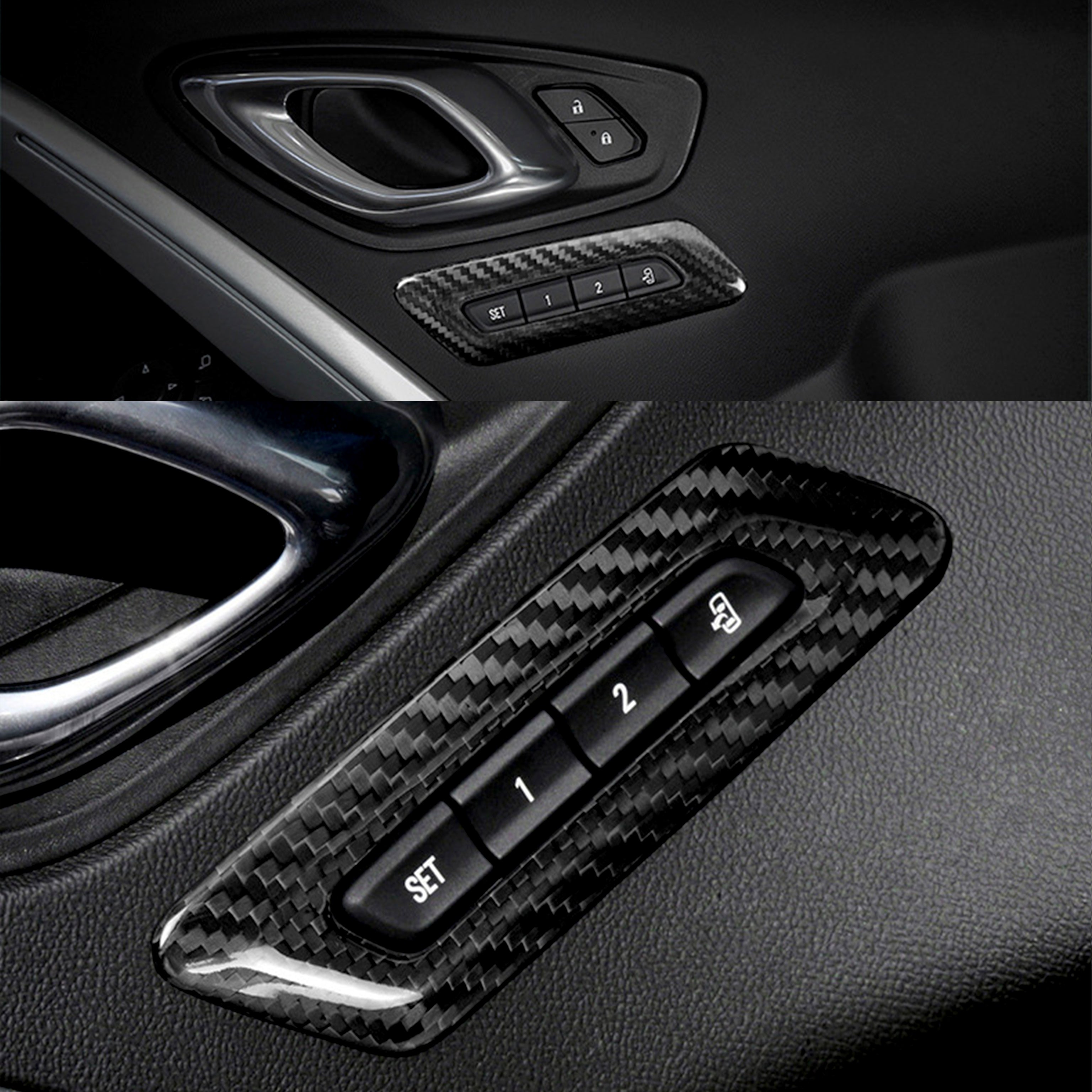 Carbon Fiber Memory Seat Button Trim Covers for Camaro (2016–2024)
