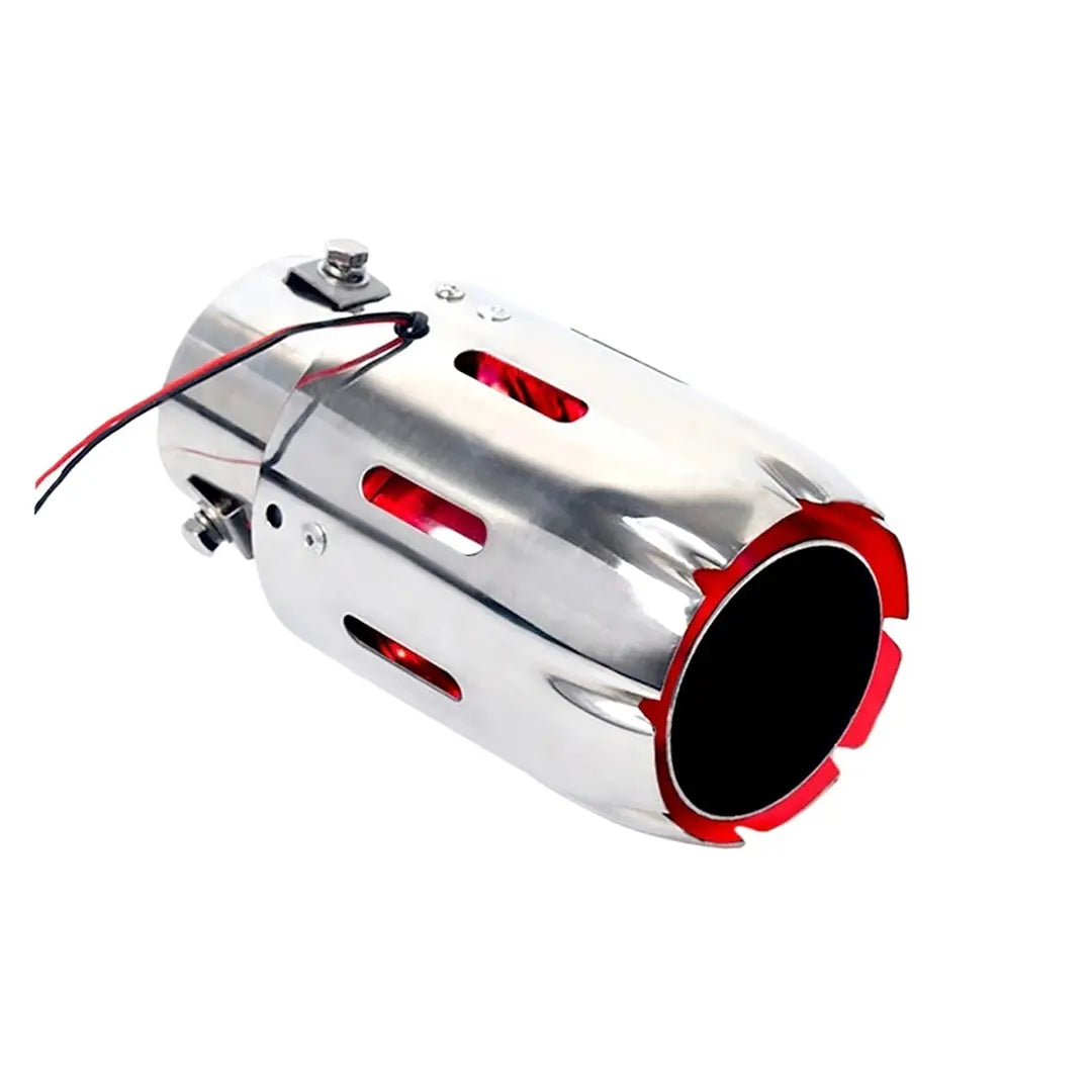 63mm Stainless Steel LED Exhaust Tip with Flame Light, Universal 2.5 Inch Clamp-On Muffler Tail Pipe Extension