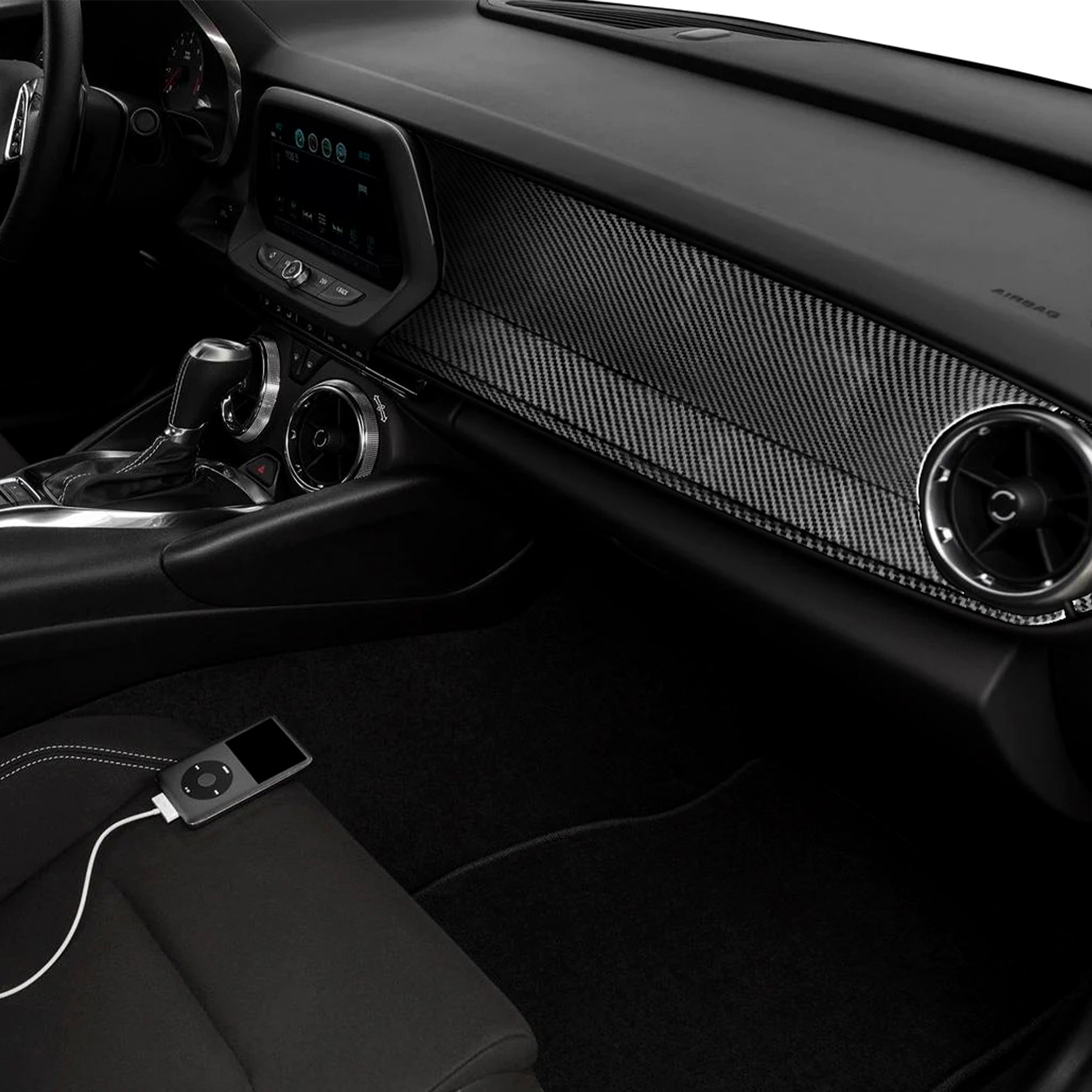 Carbon Fiber Passenger Dashboard Overlay for Chevy Camaro (2016–2024)