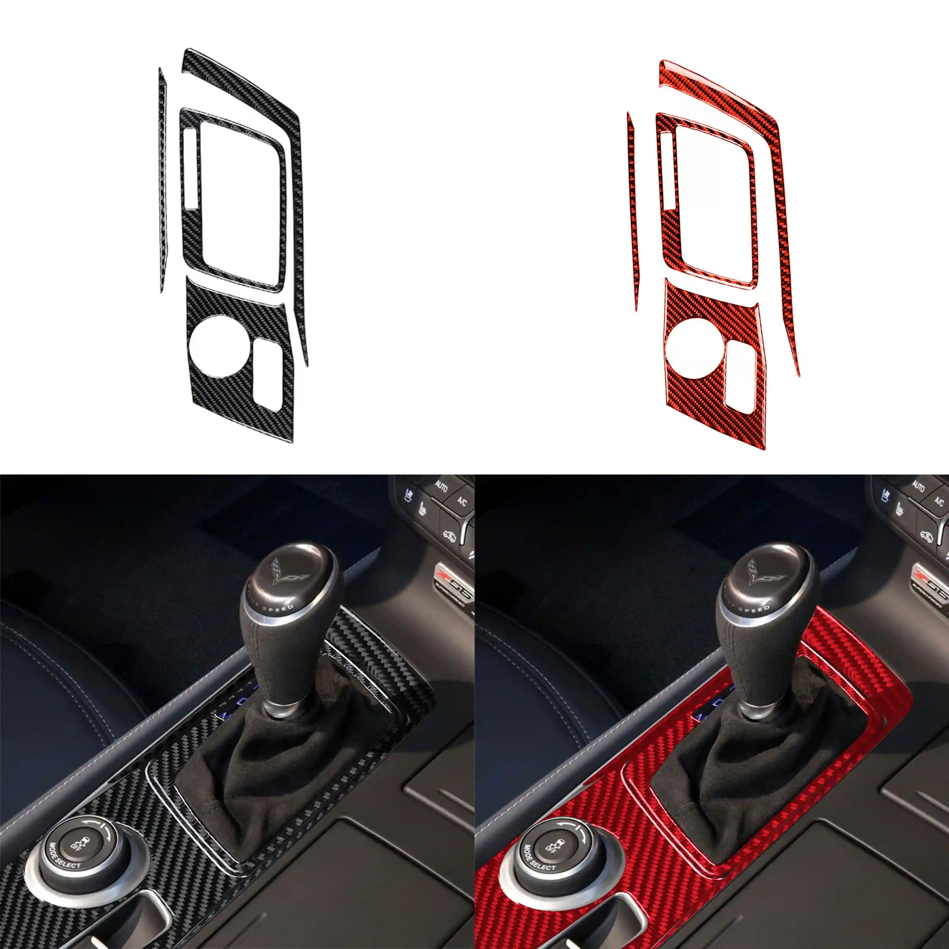 Carbon Fiber Center Console Overlay Kit (11pcs) for Corvette C7 (2014–2019)