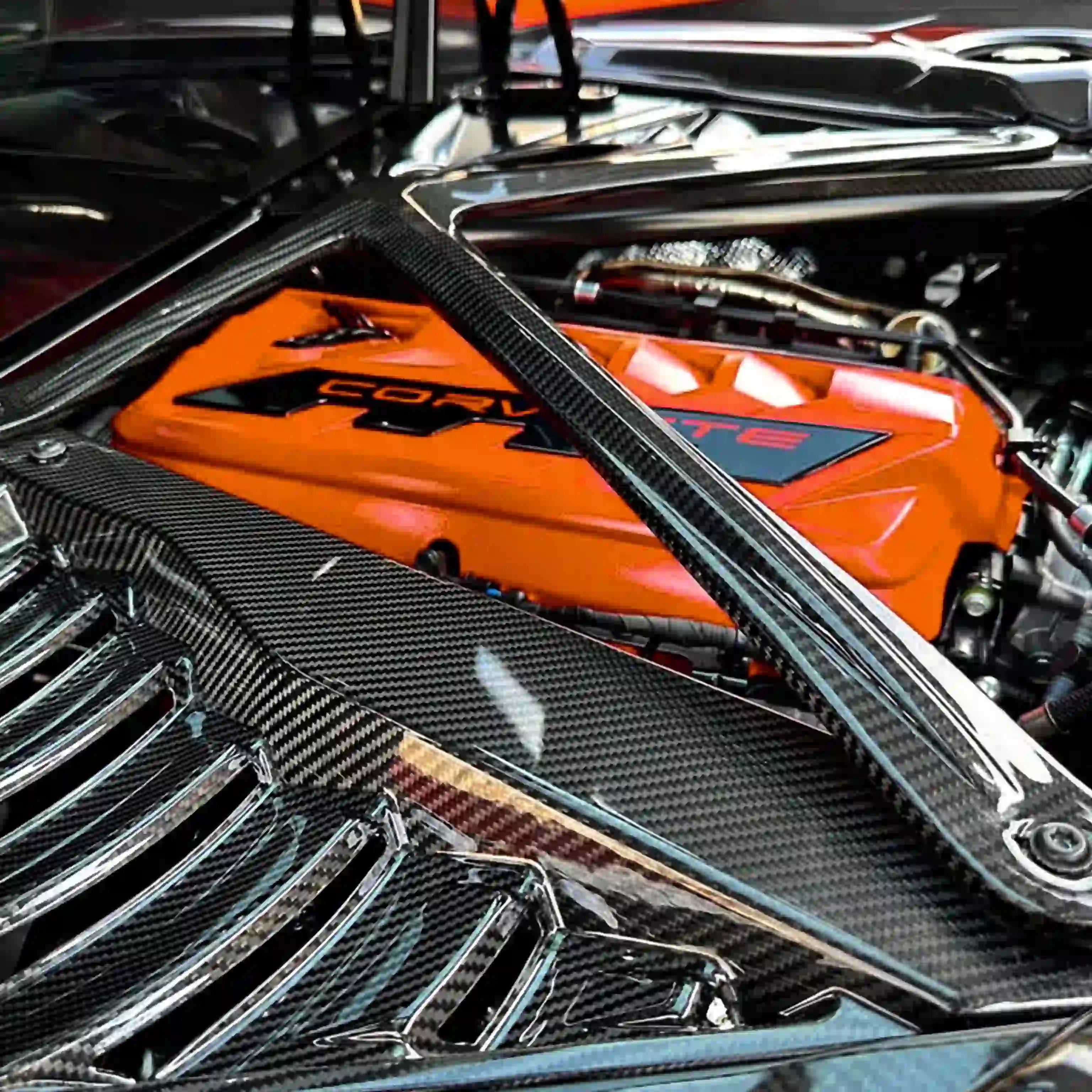 Carbon Fiber X Brace Engine Cover for Corvette C8 (2020–2025) – Stingray, Z51, Grand Sport, Z06 &amp; ZR1