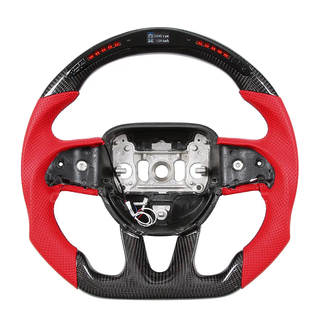 CarbonTailor LED Carbon Fiber Steering Wheel for Dodge Charger & Challenger (Hellcat / Scat Pack / R/T)