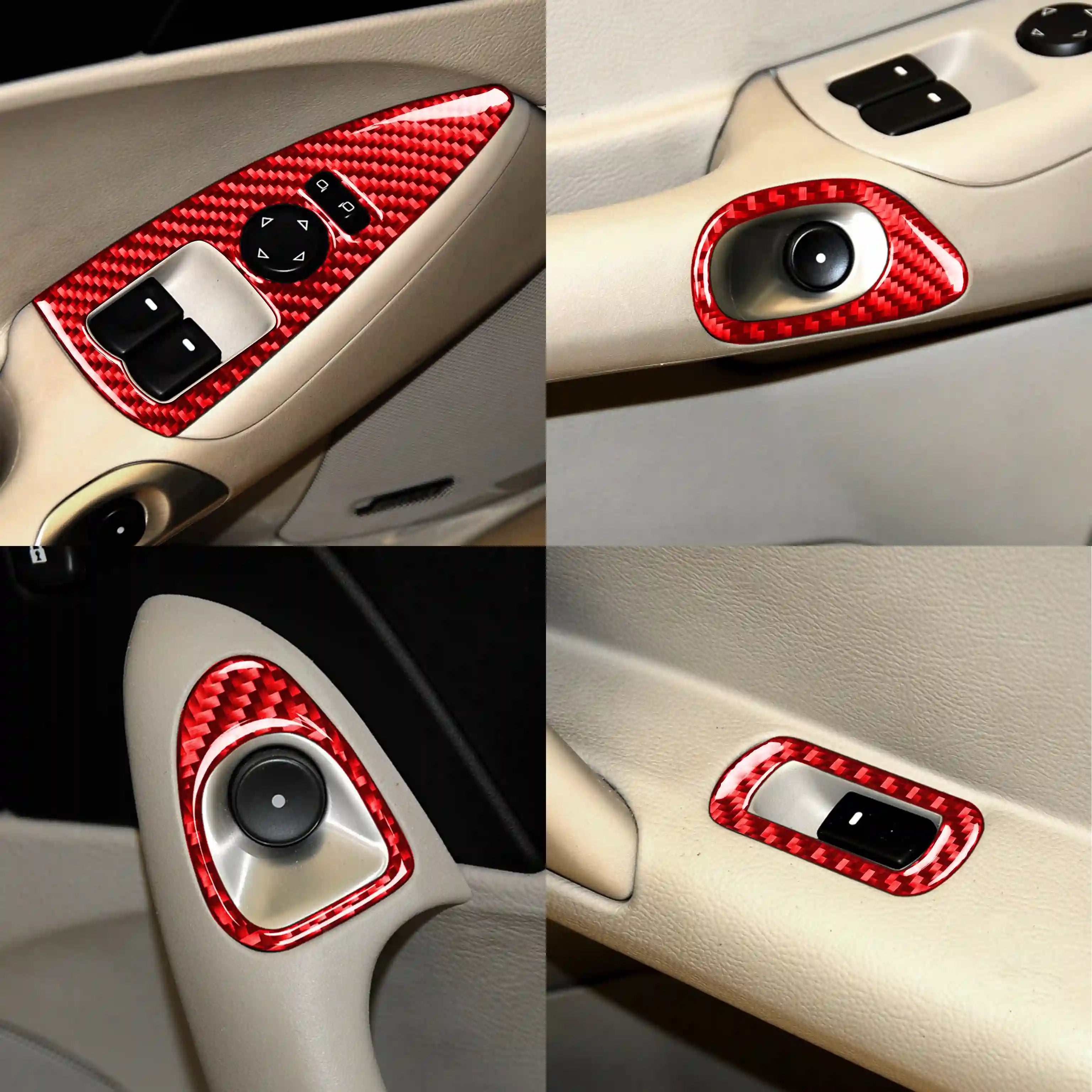 Carbon Fiber Window & Door Switch Trim Overlay (4pcs) for Corvette C6 (2005–2013)