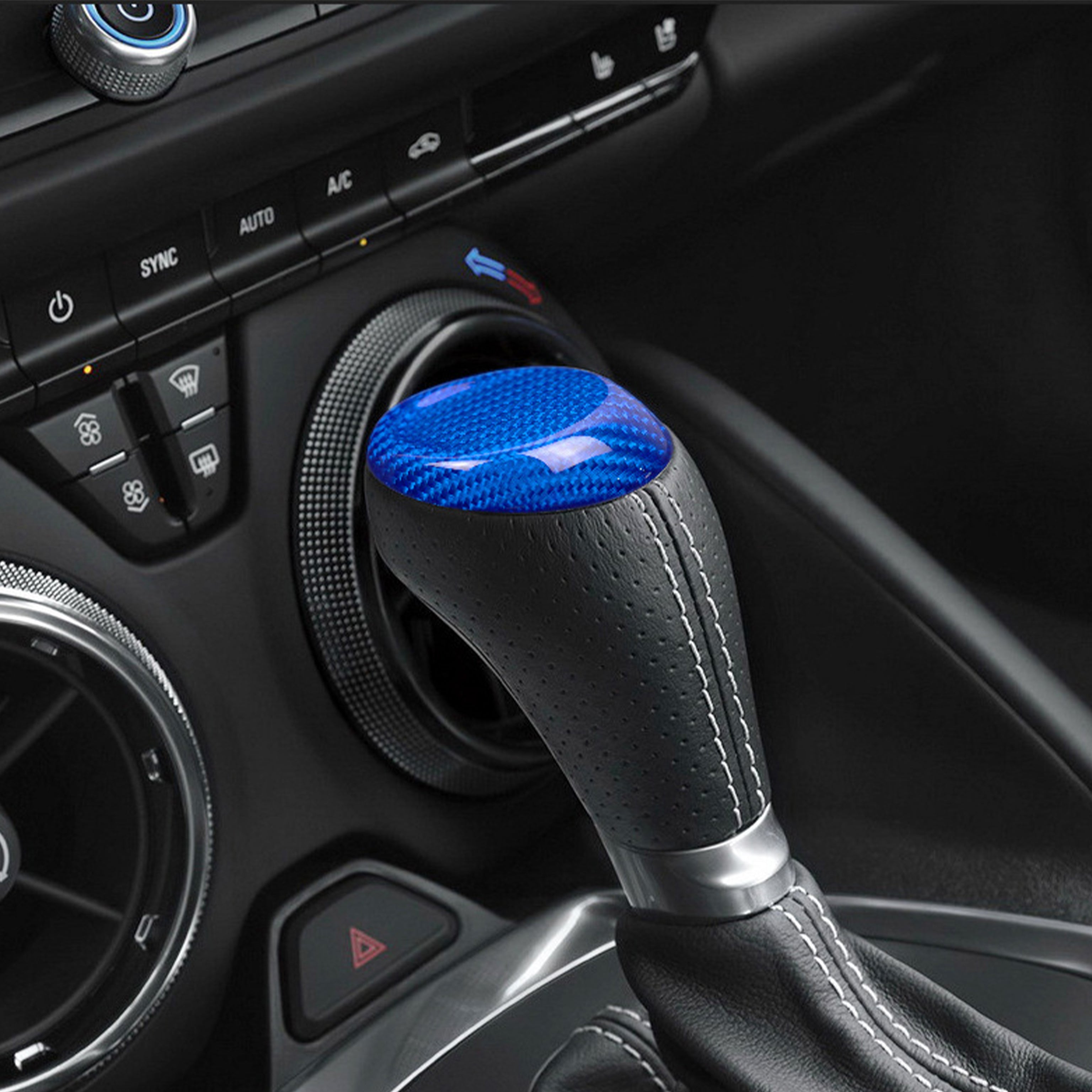 Carbon Fiber Shift Knob Top Chrome Delete Cover for Chevy Camaro (2016–2024)