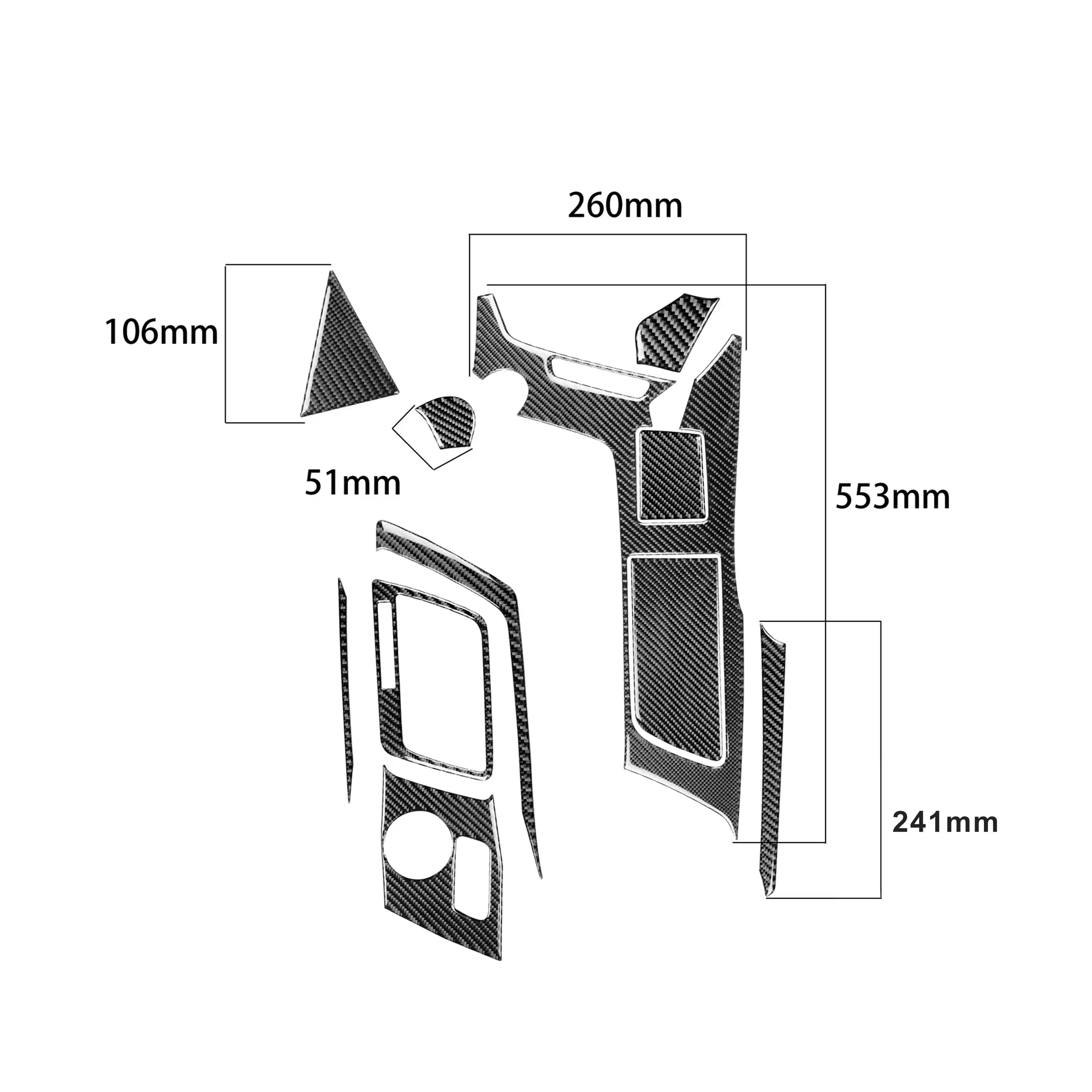 Carbon Fiber Center Console Overlay Kit (11pcs) for Corvette C7 (2014–2019)