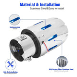 63mm Stainless Steel LED Exhaust Tip with Flame Light, Universal 2.5 Inch Clamp-On Muffler Tail Pipe Extension