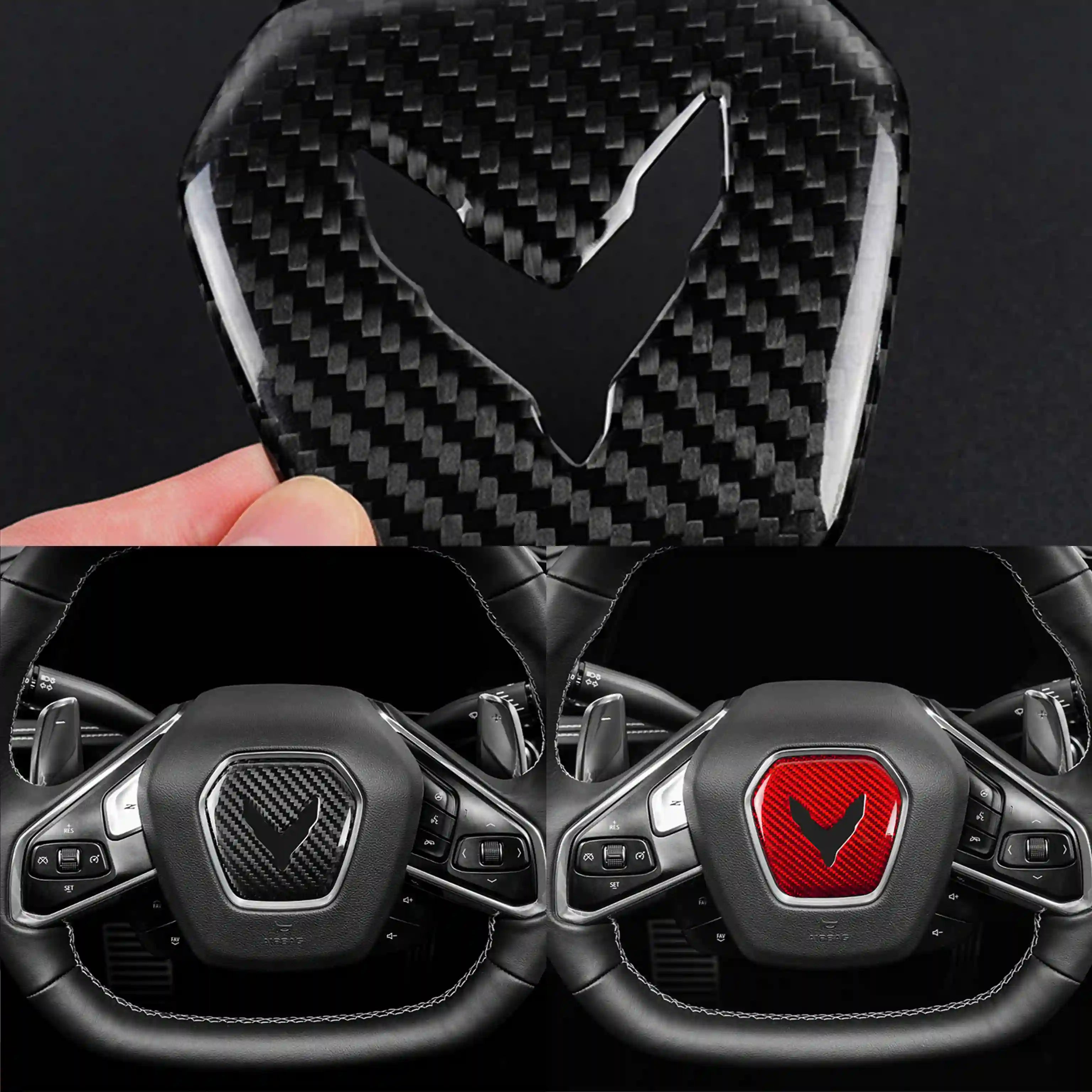 Corvette C8 Carbon Fiber Steering Wheel Airbag Cover (2020–2024)