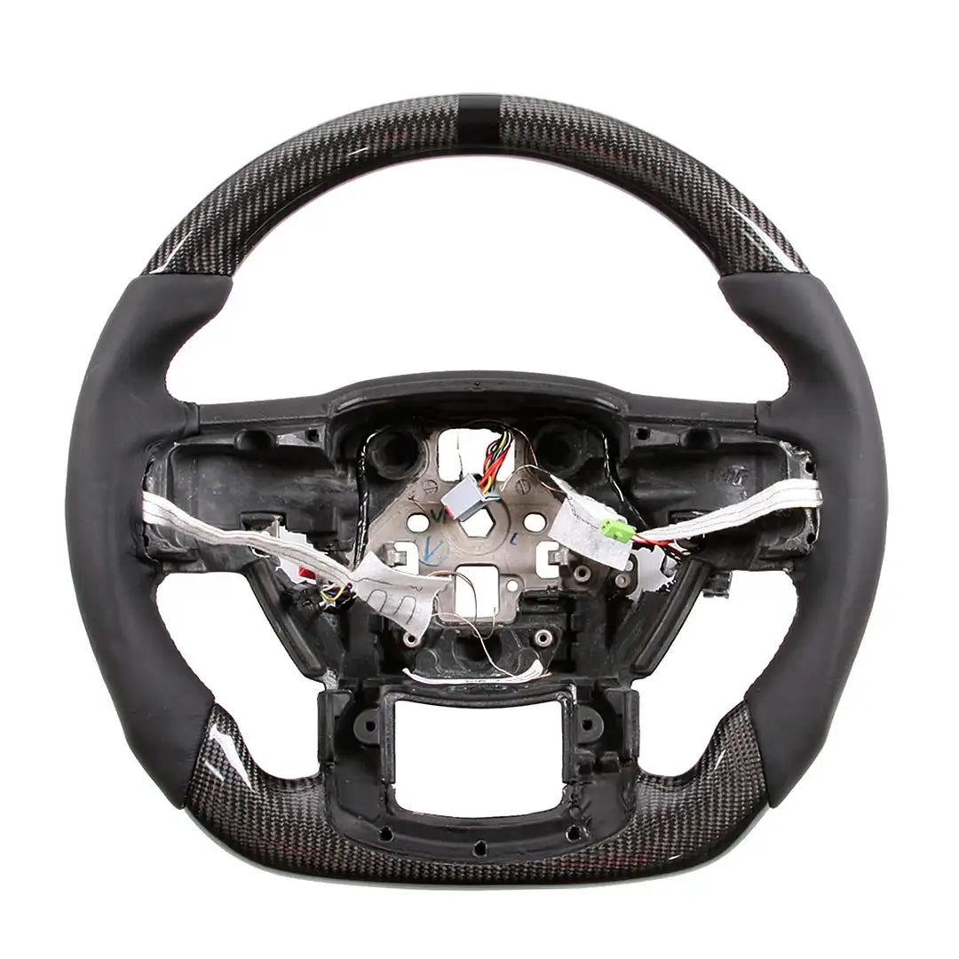 Volante de Fibra de Carbono para Ford F-150 (2015-2020) y Raptor (2017-2024) - Fibra de Carbono Real y Cuero Perforado