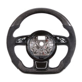 Carbon Fiber Steering Wheel with Trim Compatible with Audi A1 A4 A5 A6 A7 S4 S5 S6 S7 RS3 RS4 RS6 RS7 TT RS Q5 Q7 A8 Flat Bottom D-Shape
