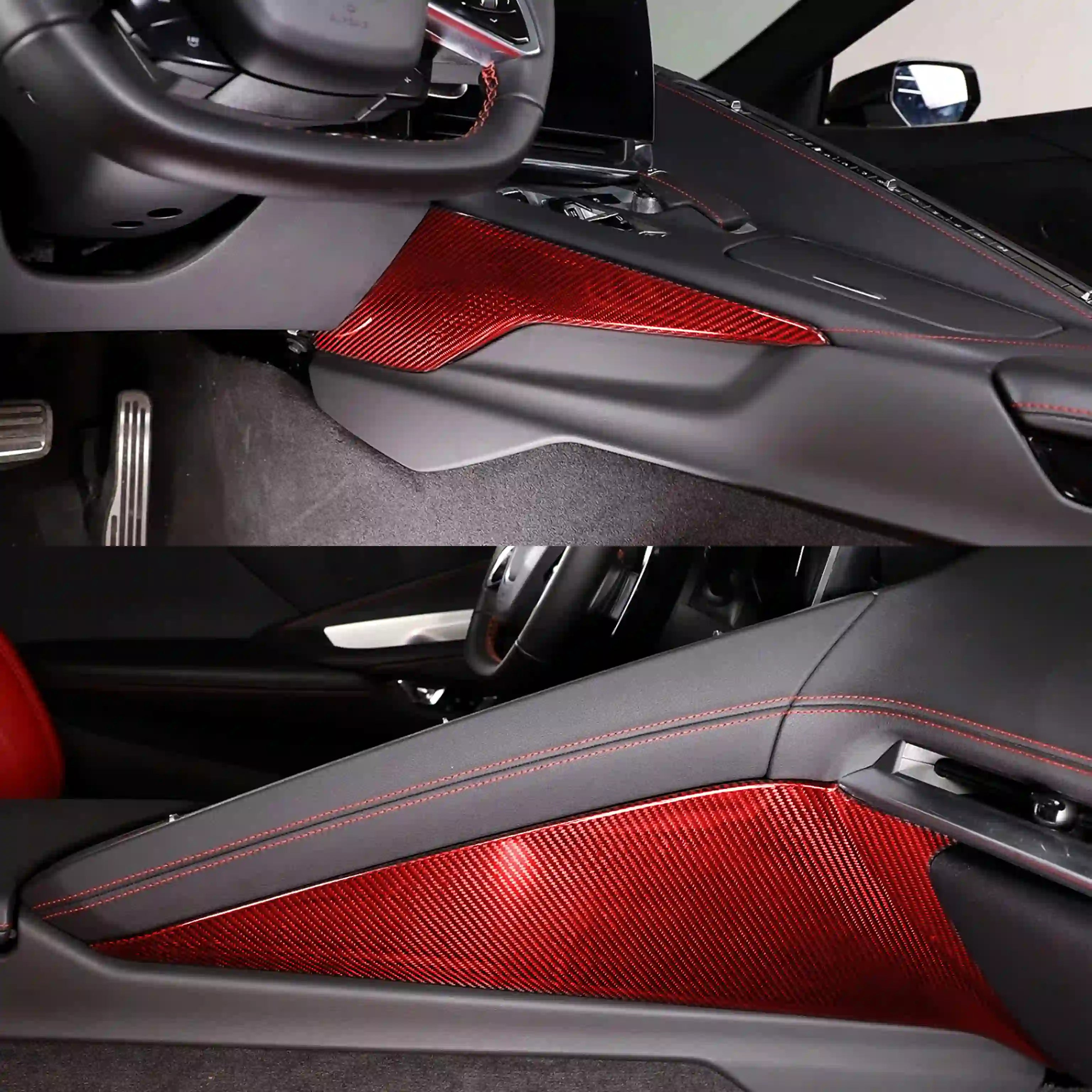 Corvette C8 Carbon Fiber Center Console Side Trim Covers (2020–2024)