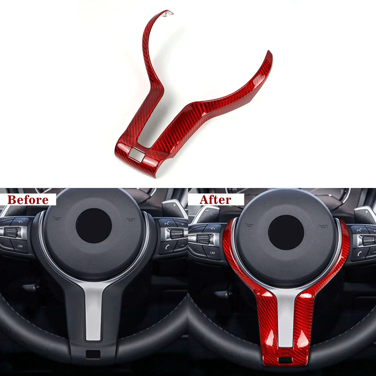 Carbon Fiber Steering Wheel Button Trim Cover for BMW M2, M3, M4 (F87, F80, F82, F83)
