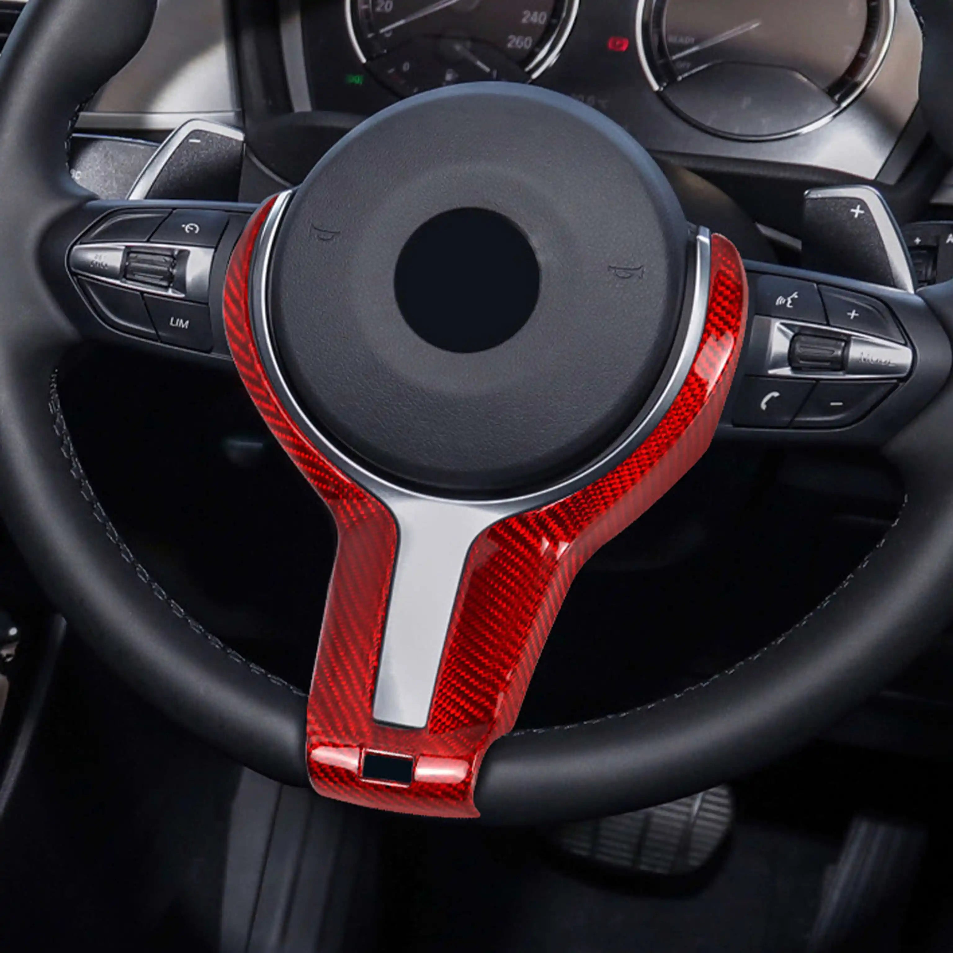 Carbon Fiber Steering Wheel Button Trim Cover for BMW M2, M3, M4 (F87, F80, F82, F83)