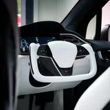 Tesla Model X Yoke Steering Wheel 2016-2020 White Smooth Leather Heated Replacement
