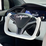 Tesla Model X Yoke Steering Wheel 2016-2020 White Smooth Leather Heated Replacement