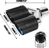 Universal Carbon Fiber Y-Type Dual Outlet Exhaust Tip Muffler 63-89mm Inlet Stainless Steel Bolt-On Performance Exhaust Trim