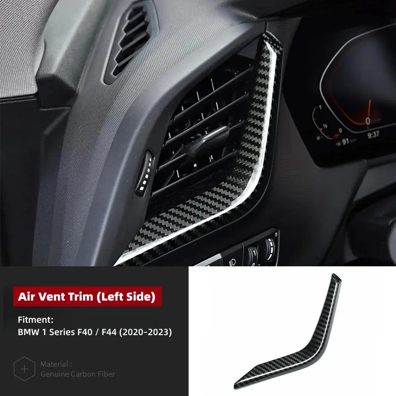 BMW 1 Series F40 F44 Carbon Fiber Left Air Vent Trim Cover Interior AC Outlet Overlay 2020-2023 Dry Carbon