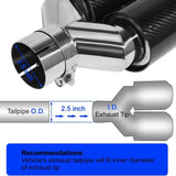 Universal Carbon Fiber Y-Type Dual Outlet Exhaust Tip Muffler 63-89mm Inlet Stainless Steel Bolt-On Performance Exhaust Trim
