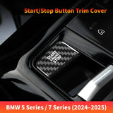 Real Carbon Fiber Engine Start Stop Button Cover Trim for BMW 5 Series 7 Series G60 G70 2024-2025 Interior Decoration