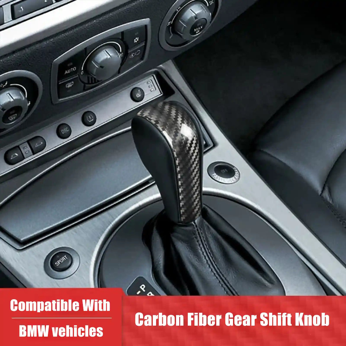 BMW E90 E91 E60 E85 E86 E53 Dry Carbon Fiber Gear Shift Knob Cover Interior Trim Overlay