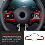 BMW Steering Wheel Frame Dry Carbon Fiber Interior Trim Cover Fit 3 4 5 7 Series X1 X3 i4 M135 2024-2025 Interior Styling Overlay