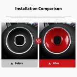 Real Dry Carbon Fiber Steering Wheel Center Trim Cover for Fiat 500 2008-2023 Interior Decoration Overlay