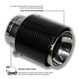 Carbon Fiber Stainless Steel Exhaust Tip 63mm Inlet Universal Single Outlet Car Muffler Tail Pipe Cover Clamp-On Fit 63-89/101mm Options