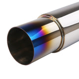 Universal 51mm Stainless Steel Straight-Through Exhaust Muffler Rear Exhaust Tip 89mm Outlet 102mm Body 375mm Length