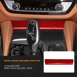 BMW 5 Series G30 2021-2023 Dry Carbon Fiber Center Console Cup Holder Cover Trim Interior Overlay Compatible With BMW 5 Series G30 Interior Upgrade Accessory