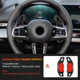 BMW X3 Carbon Fiber Paddle Shifter Trim Covers Compatible With BMW 5 Series 7 Series 2024-2025 Dry Carbon Interior Steering Wheel Paddle Extensions