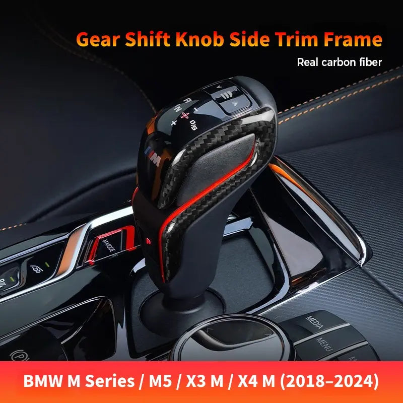 BMW M Series Carbon Fiber Gear Shift Knob Trim Cover Interior Overlay M5 X3M X4M 2018-2024 Dry Carbon Fit Custom Interior Styling