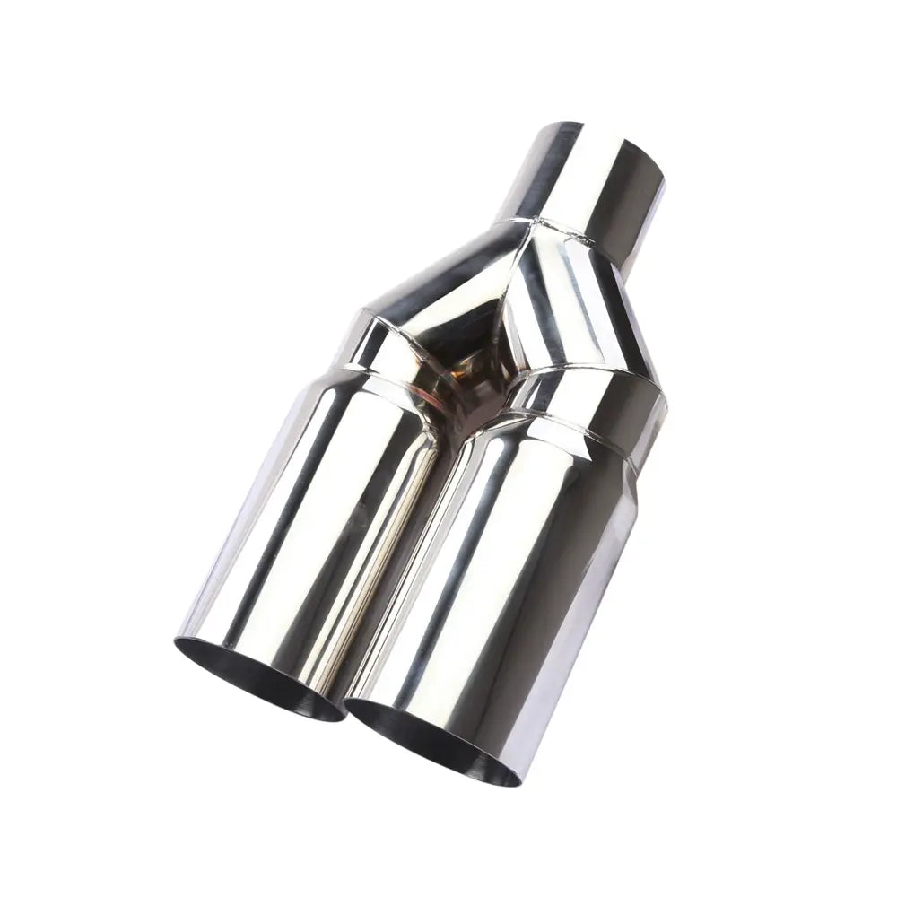 Y-Type Dual Outlet Stainless Steel Exhaust Tip 63mm Inlet Weld-On Double Exhaust Pipe 76-102mm Universal Fit