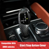 BMW Carbon Fiber Gear Shift Knob Trim Cover for F10 F20 F30 F32 F01 E70 F15 RHD Compatible Interior Overlay