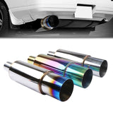 Universal 51mm Stainless Steel Straight-Through Exhaust Muffler Rear Exhaust Tip 89mm Outlet 102mm Body 375mm Length