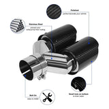 Universal Carbon Fiber Y-Type Dual Outlet Exhaust Tip Muffler 63-89mm Inlet Stainless Steel Bolt-On Performance Exhaust Trim