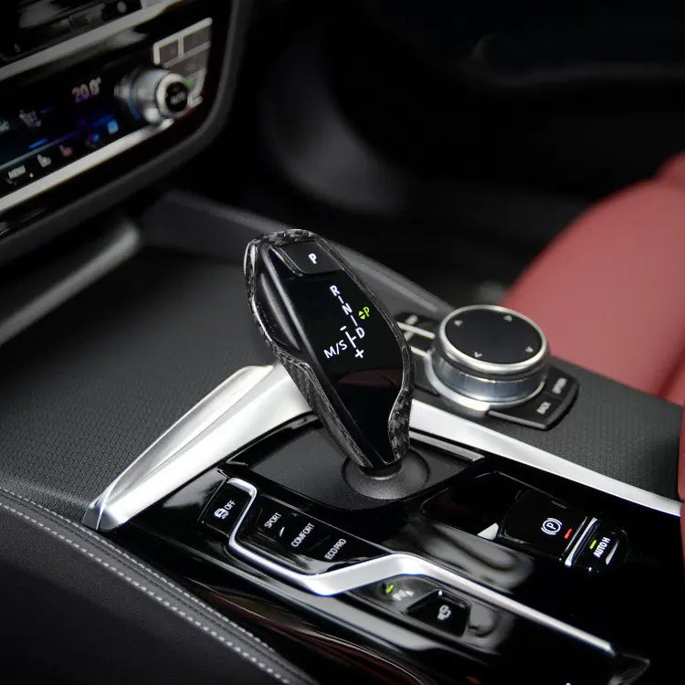 BMW 5 Series 7 Series Dry Carbon Fiber Gear Shift Knob Cover Trim Interior Gear Selector Overlay