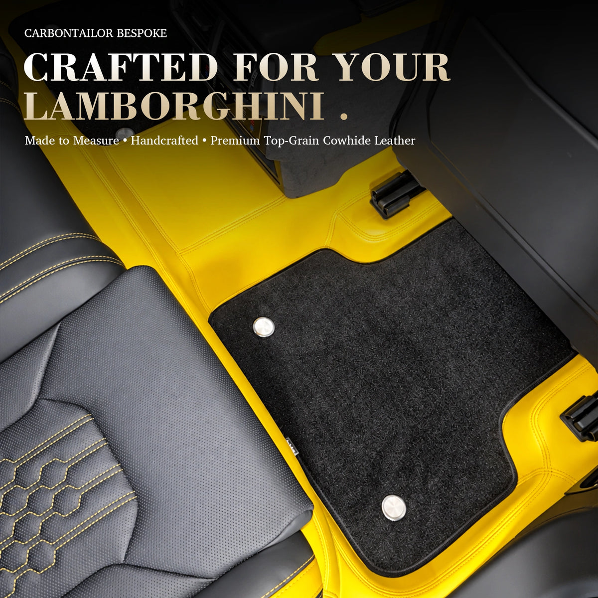Bespoke Premium Top-Grain Cowhide Leather Floor Mats for Lamborghini | Custom-Fit Luxury Interior Mats