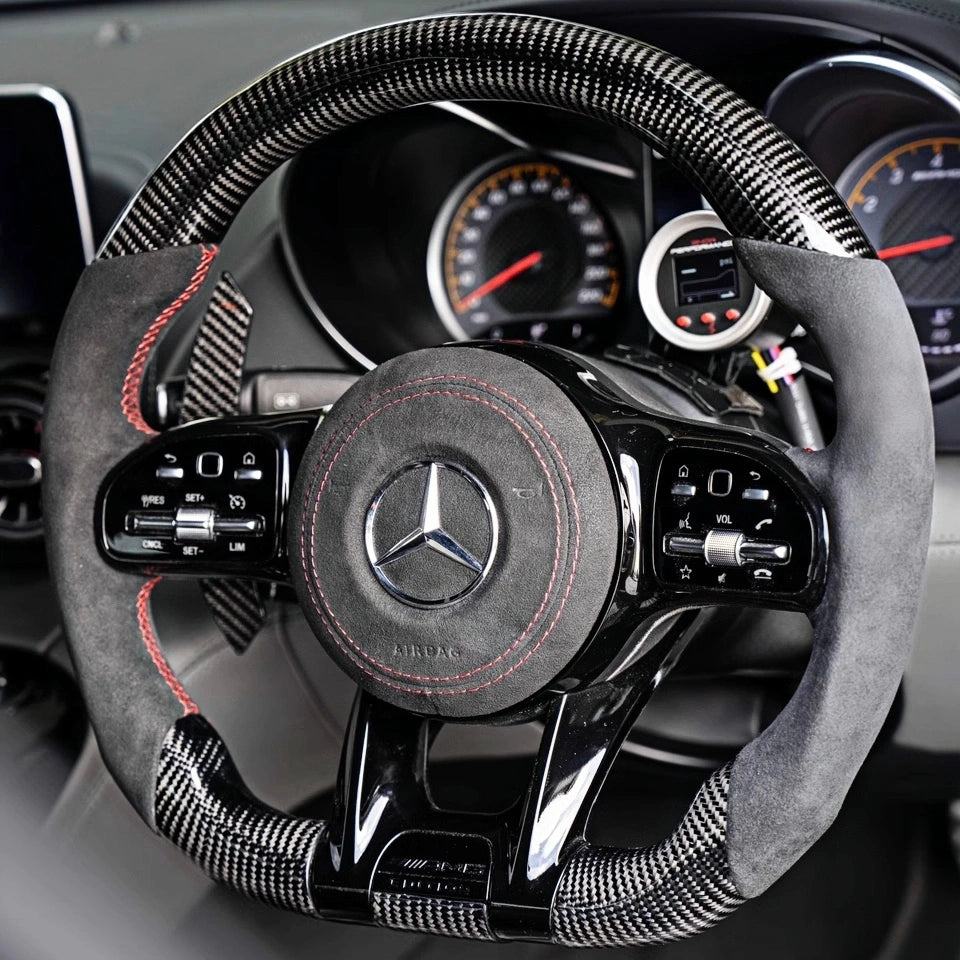 2018-2021 Mercedes-Benz AMG Custom Carbon Fiber Steering Wheel for C, CLA, CLS, E, G, GLA, GLB, GLE, GT, S-Class