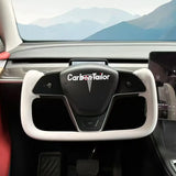 Tesla Model 3 Yoke Style Steering Wheel 2017-2023 Smooth White Leather Replacement
