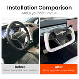 Tesla Model 3 Yoke Style Steering Wheel 2017-2023 Smooth White Leather Replacement